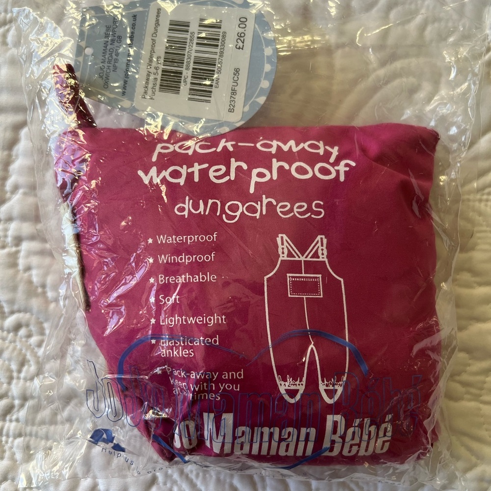 Kids' Waterproof Dungarees - Fuchsia